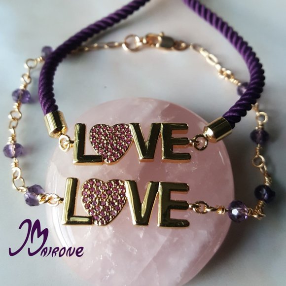 Love Crystal Bracelet 14K Gold Plated - Picture 4 of 5